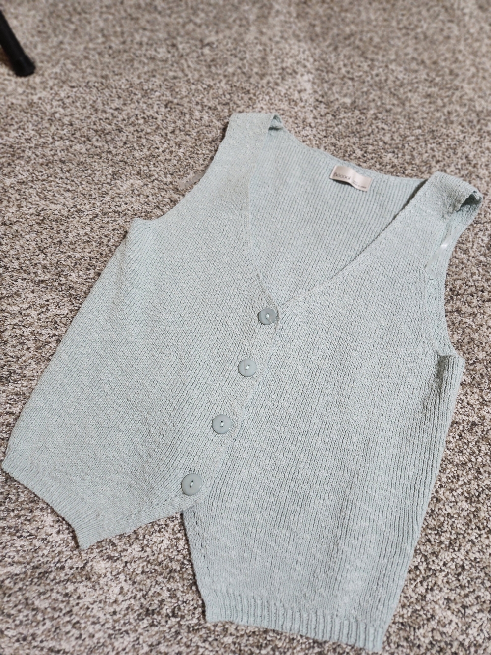 Light Sage Knit Button-Up Vest